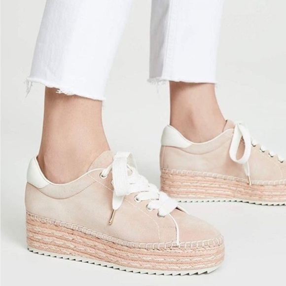 Joie Dabna Suede Platform Espadrille Sneaker Size 39 Blush Pink Low Top - Picture 1 of 10